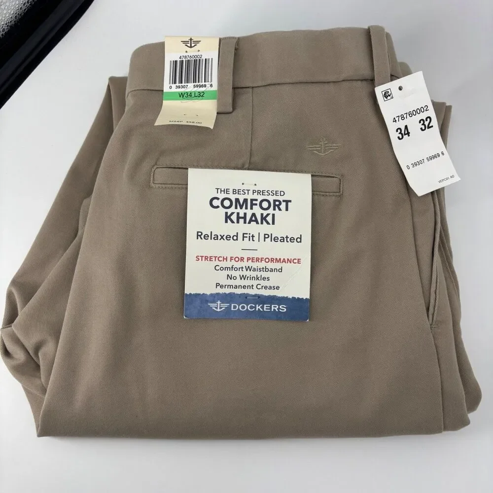 Dockers Comfort Khaki Pants Tan Mens 34x30.5